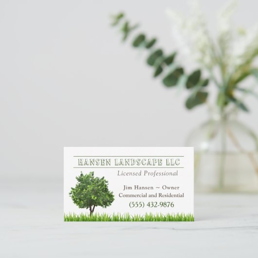 Groene boomlandschapsarchitectuur visitekaartje (Staand voorkant)