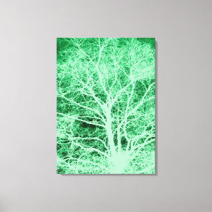 Groene boomsilhouet canvas afdruk