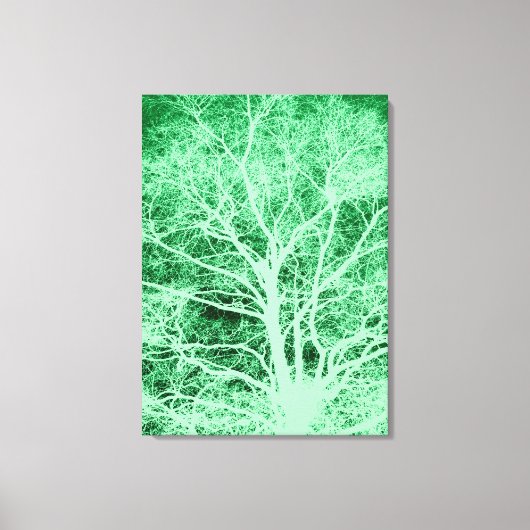 Groene boomsilhouet canvas afdruk (Voorkant)