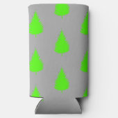 Groene boomsilhouet op grijs seltzer blikjeskoeler (Achterkant)
