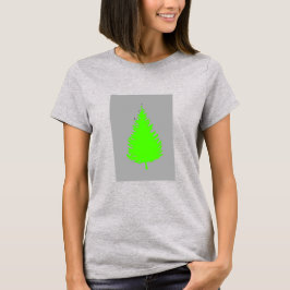 Groene boomsilhouet op grijs t-shirt