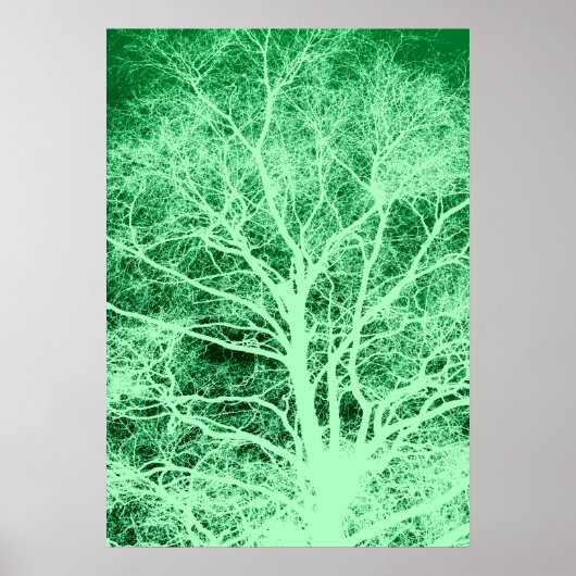 Groene boomsilhouet poster (Voorkant)
