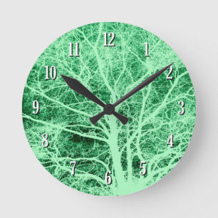 Groene boomsilhouet ronde klok