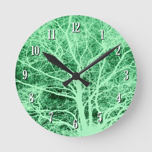 Groene boomsilhouet ronde klok (Voorkant)