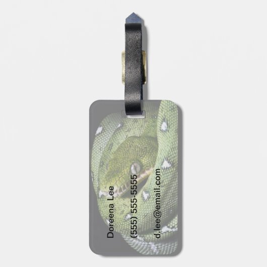 Groene boomslang emerald boa in Bolivia Bagagelabel (Achterkant verticaal)