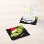 Groene boomslang in Santa Hat Kartonnen Onderzetters (Insitu)