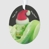 Groene boomslang in Santa Hat Merry Hissmas Ornament (voorkant)
