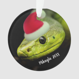 Groene boomslang in Santa Hat Ornament