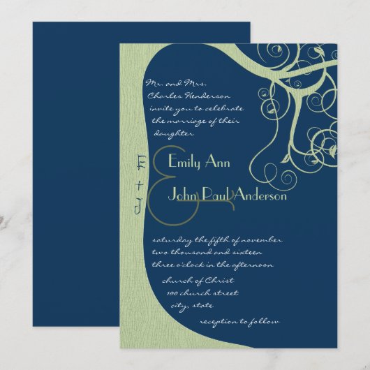 Groene boomstammen op uitnodiging van het midnight (Voorkant / Achterkant)