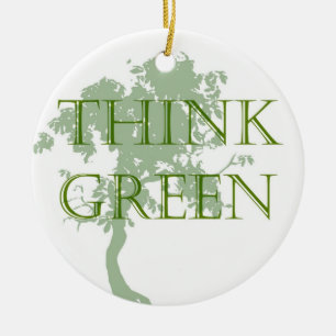 Groene boomversiering overwegen keramisch ornament