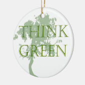 Groene boomversiering overwegen keramisch ornament (Links)