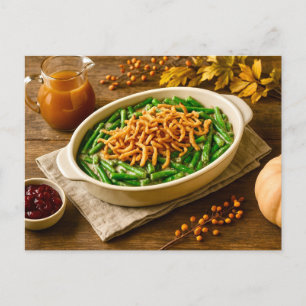 Groene Boon Casserole Thanksgiving Ansichtkaart Feestdagenkaart