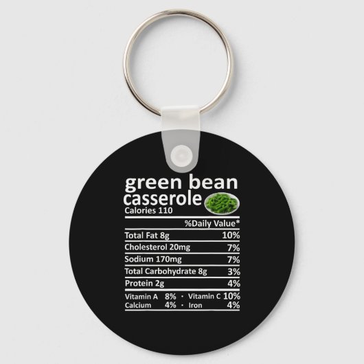 Groene Boon Casserole Voeding Voedingsfeiten Grapp Sleutelhanger (Voorkant)