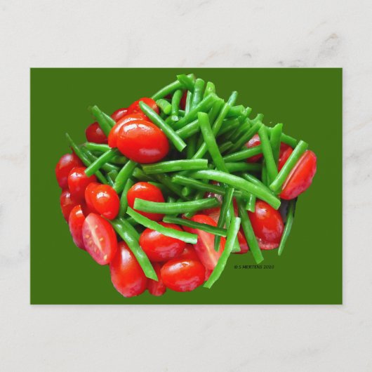 Groene Boon en Tomaten Briefkaart (Voorkant)