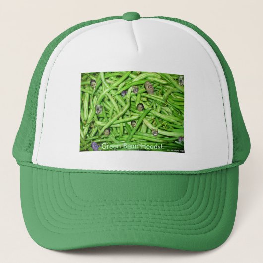 Groene Boon Hoofden Grappige Foto Tuin Gezichten Trucker Pet (Voorkant)
