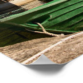 Groene boot in een fjord in Noorse poster (Hoek)