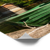 Groene boot in een fjord in Noorse poster (Hoek)