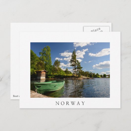 Groene boot in een fjord in Noorwegen Briefkaart (Voorkant / Achterkant)