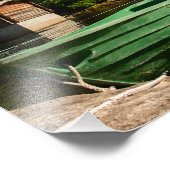 Groene boot in een fjord in Noorwegen Foto Afdruk (Hoek)