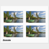 Groene boot in een fjord in Noorwegen Rechthoekige Sticker (Vel)