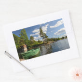 Groene boot in een fjord in Noorwegen Rechthoekige Sticker (Envelop)