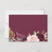 Groene bordeaux bloemenbruiloft details invoegen K Kaart (Achterkant)