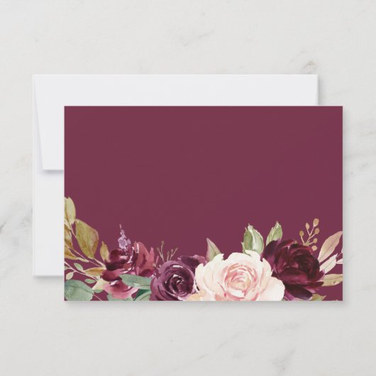 Groene bordeaux bloemenbruiloft details invoegen K Kaart (Achterkant)