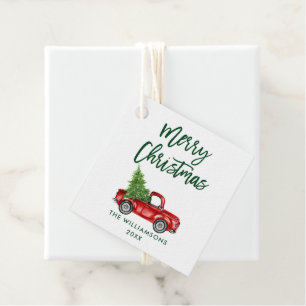 Groene Borstel Script Kerst Truck Bedankjes Labels