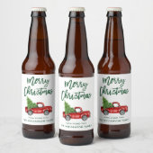 Groene Borstel Script Kerst Truck Bier Etiket (Flessen)