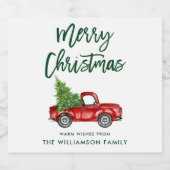 Groene Borstel Script Kerst Truck Bier Etiket (Enkel label)