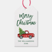 Groene Borstel Script Kerst  Truck Cadeaulabel (Voorkant)