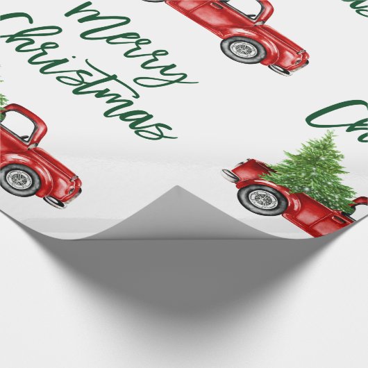Groene Borstel Script Kerst Truck Cadeaupapier (Hoek)