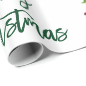 Groene Borstel Script Kerst  Truck Cadeaupapier (Rol Hoek)