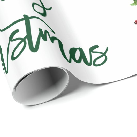 Groene Borstel Script Kerst Truck Cadeaupapier (Rol Hoek)