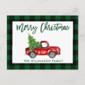 Groene Borstel Script  Truck Kerst Plakt Briefkaart (Voorkant)