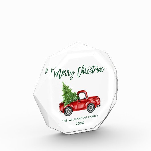 Groene Borstel Script  Vrachtwagen Kerstjaar Fotoblokken (Links)