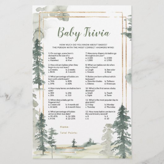 Groene Bos Avontuur Baby Trivia Spel (Voorkant)