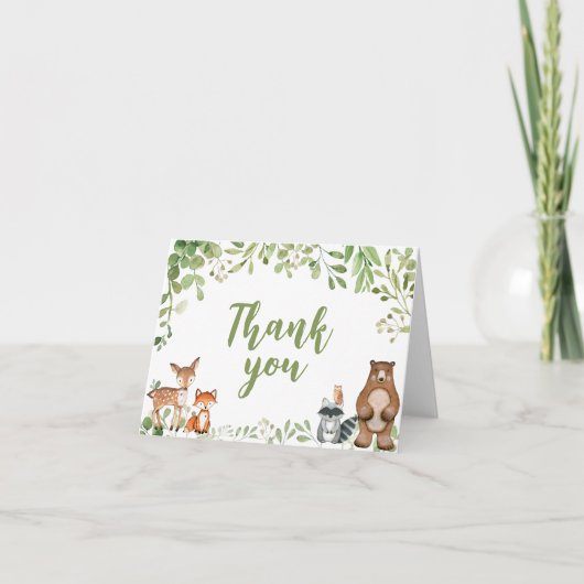 Groene Bos Baby Shower Bedankkaart (Voorkant)