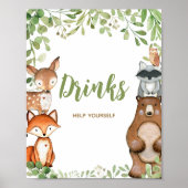 Groene Bos Baby Shower Dranken Bord Poster (Voorkant)