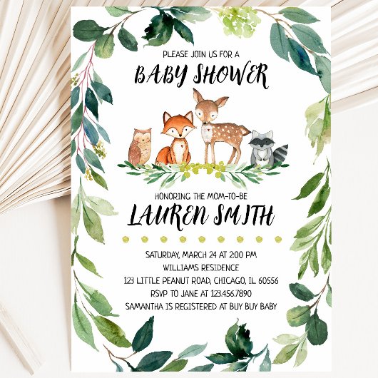 Groene Bos Baby Shower Kaart