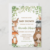 Groene Bos Baby Shower Uitnodiging (Voorkant)