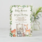 Groene bos bosdieren baby shower kaart (Staand voorkant)