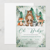 Groene bos bosdieren goud oh baby kaart (Voorkant / Achterkant)