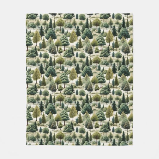 Groene Bos Botanische Print Illustratie Fleece Deken (Voorkant)