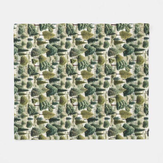 Groene Bos Botanische Print Illustratie Fleece Deken (Voorkant (Horizontaal))