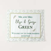 Groene bos bruiloft alles-in-één uitnodiging wandkleed (Voorkant (horizontaal))