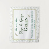 Groene bos bruiloft alles-in-één uitnodiging wandkleed (Voorkant)