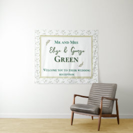 Groene bos bruiloft thema alles-in-één uitnodiging wandkleed