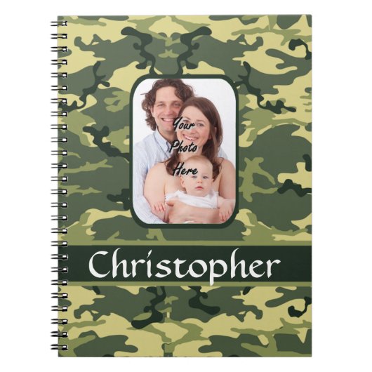 Groene bos camouflage notitieboek (Voorkant)