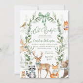 Groene Bos Dier Baby Shower Uitnodiging (Voorkant)